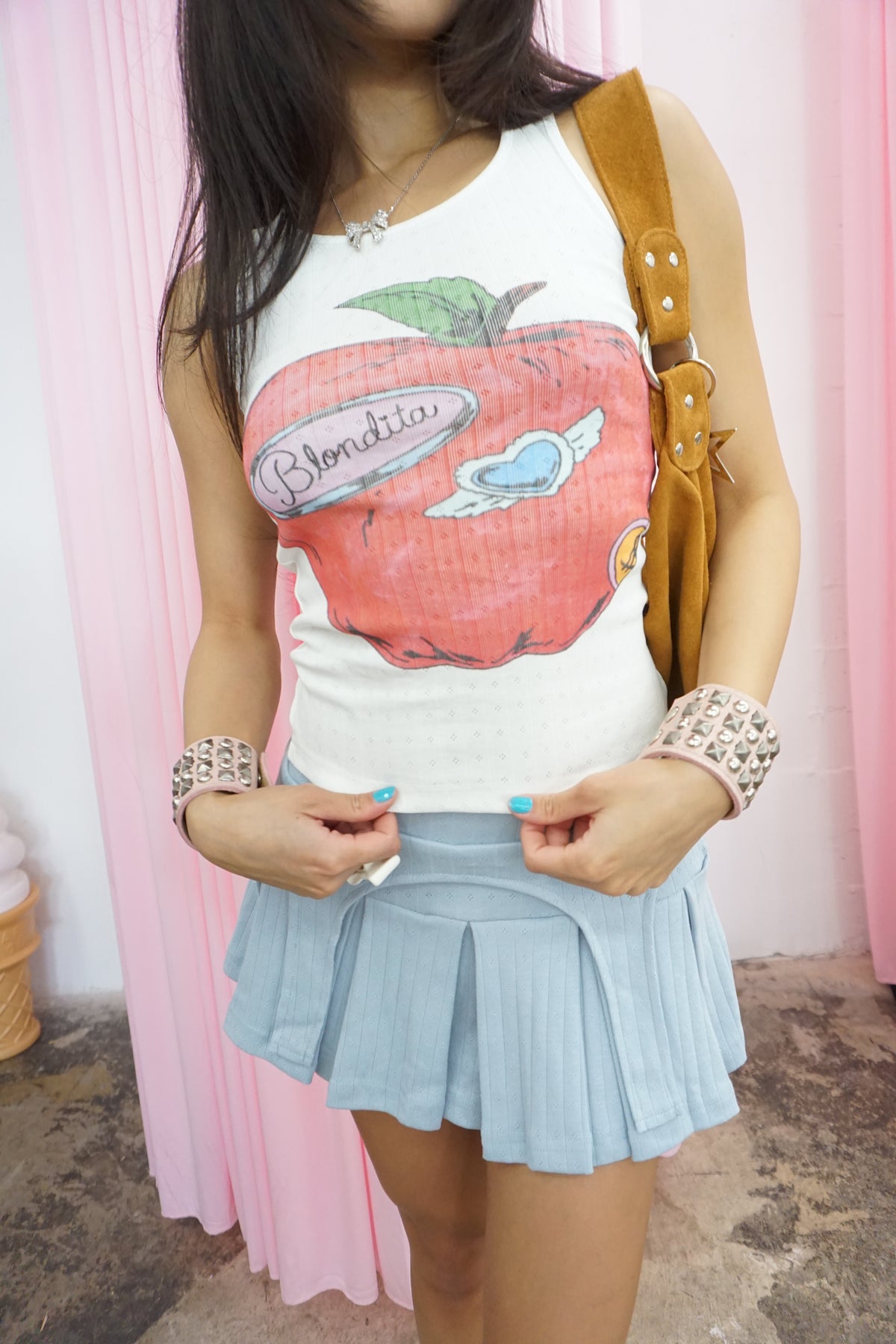 Billie Pointelle Garter Skort Blue