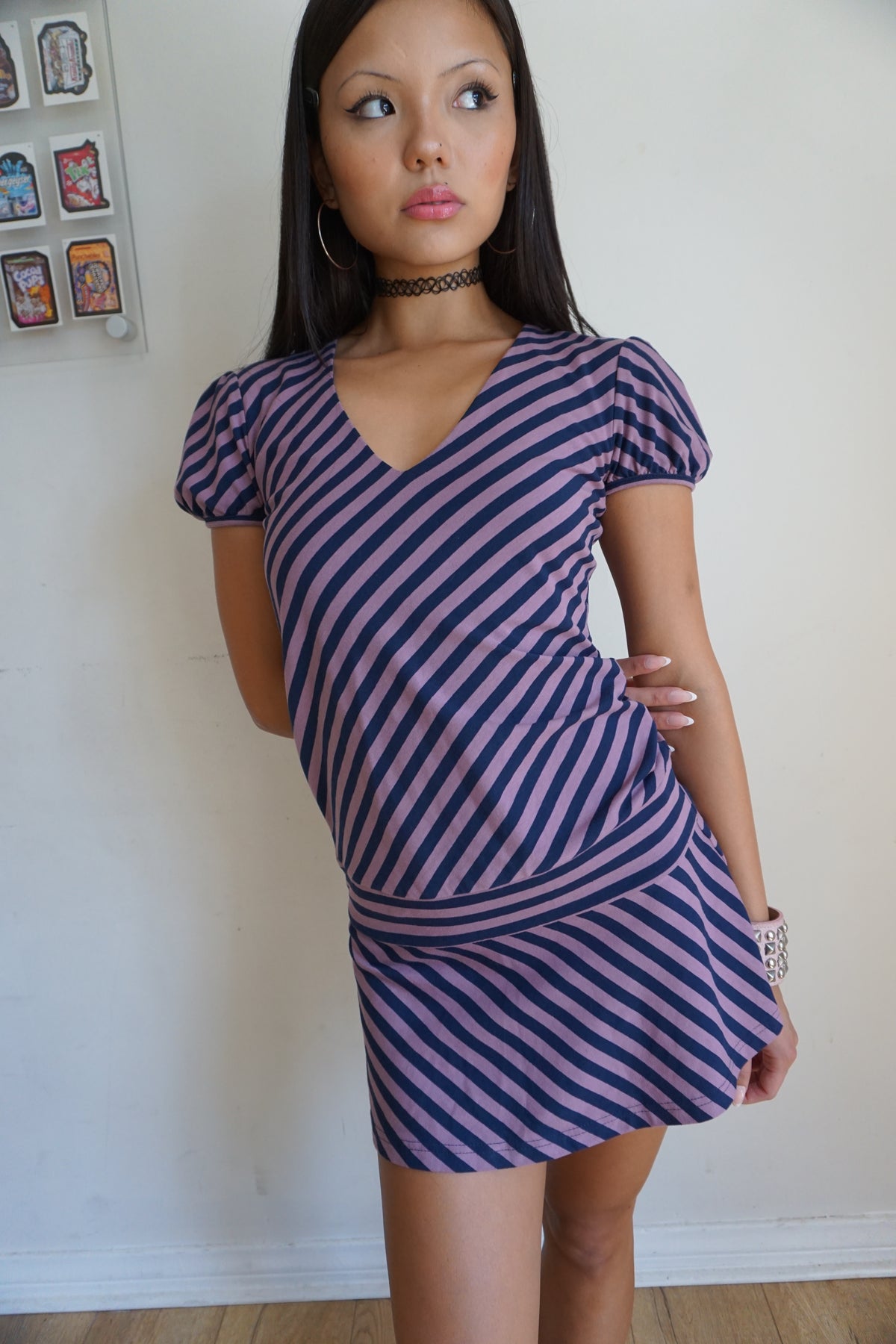Lizzie Purple Stripe Mini Dress