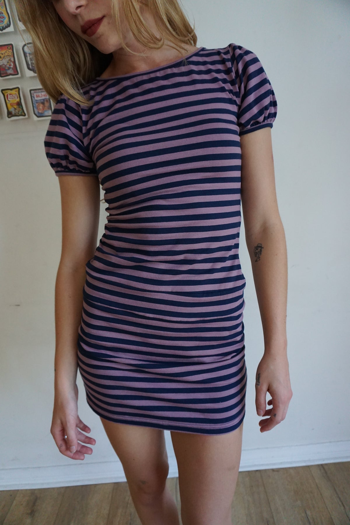 Purple Stripe Mini Dress