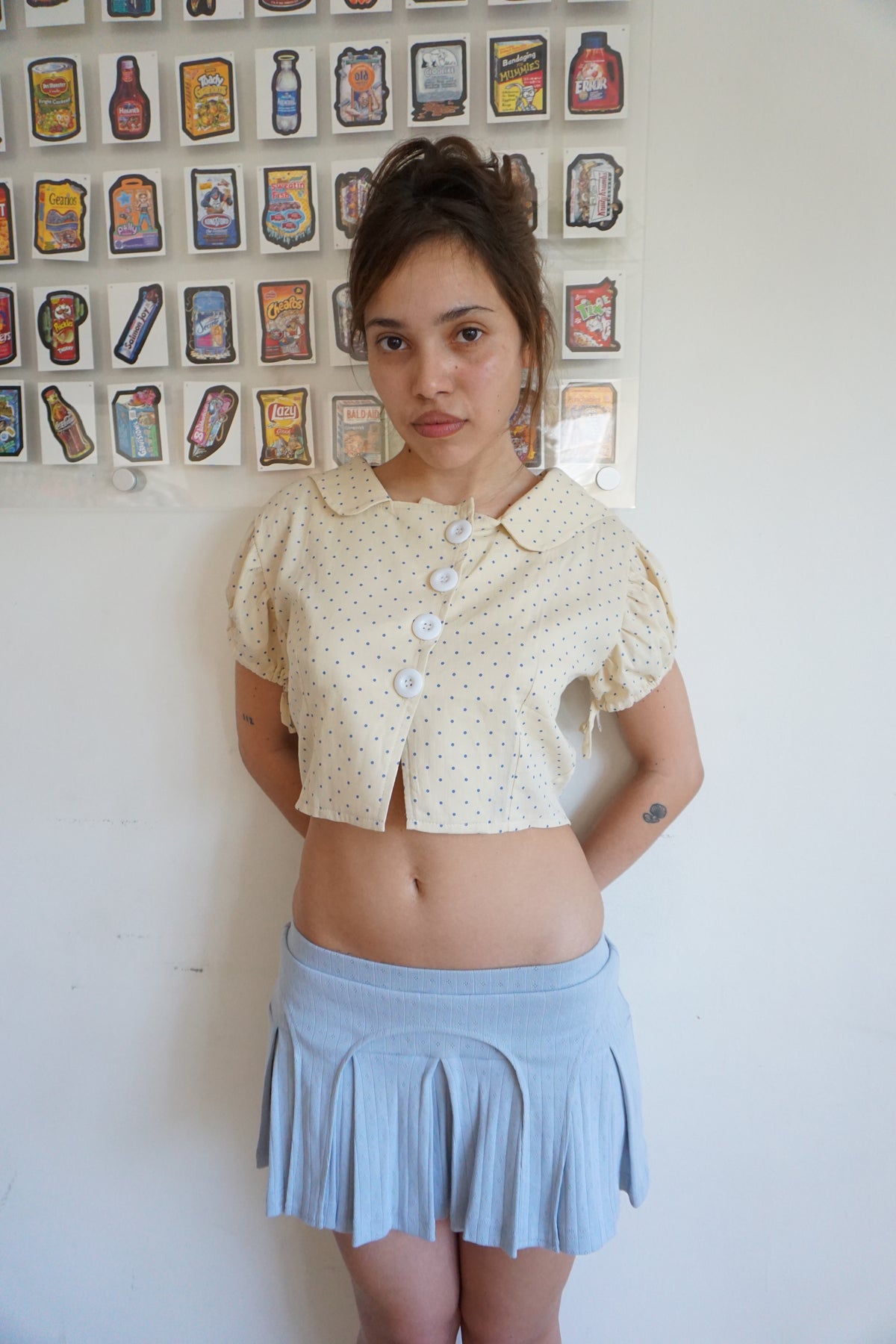 Billie Pointelle Garter Skort Blue