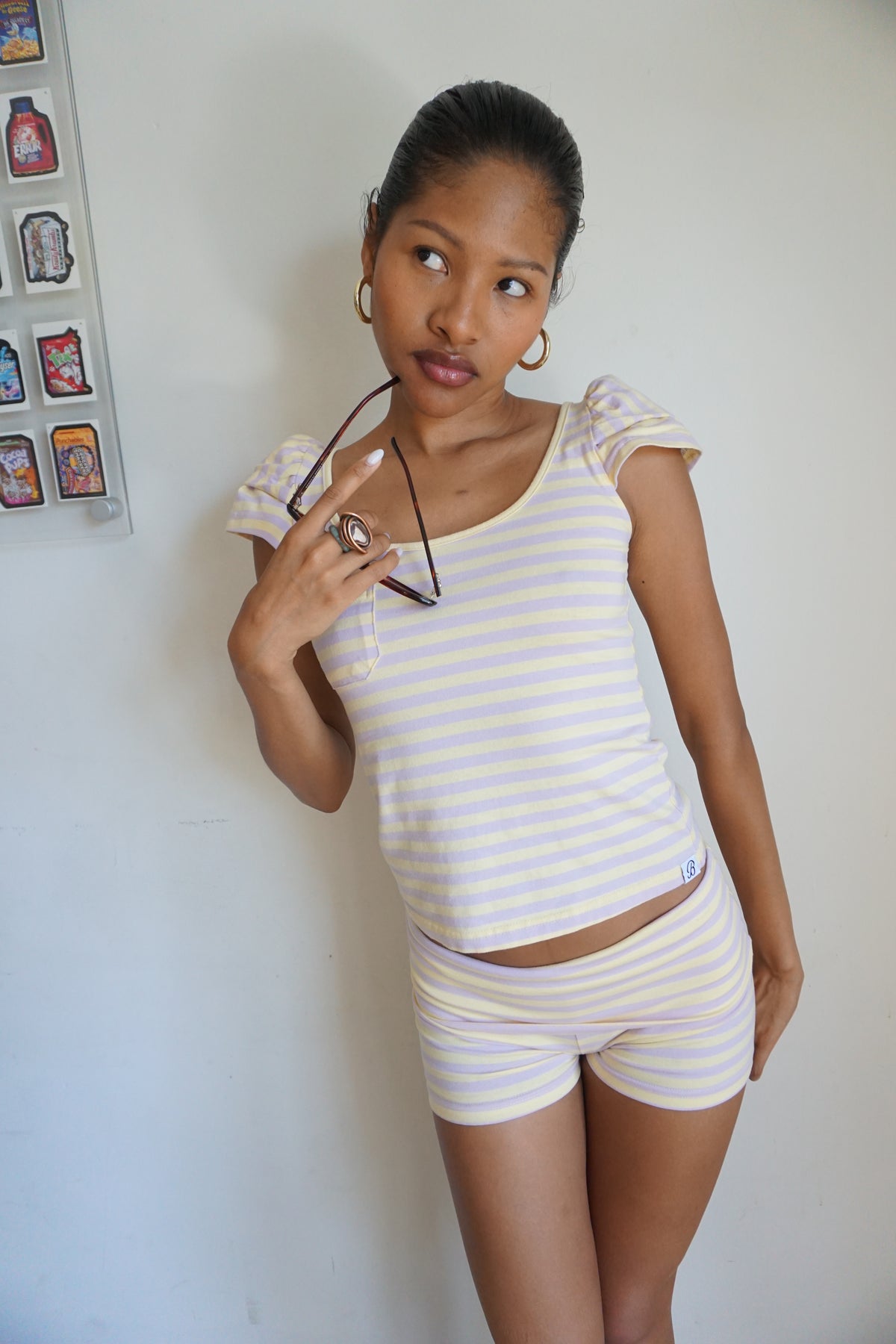 Lemon Lavender Stripe Short Sleeve Tee