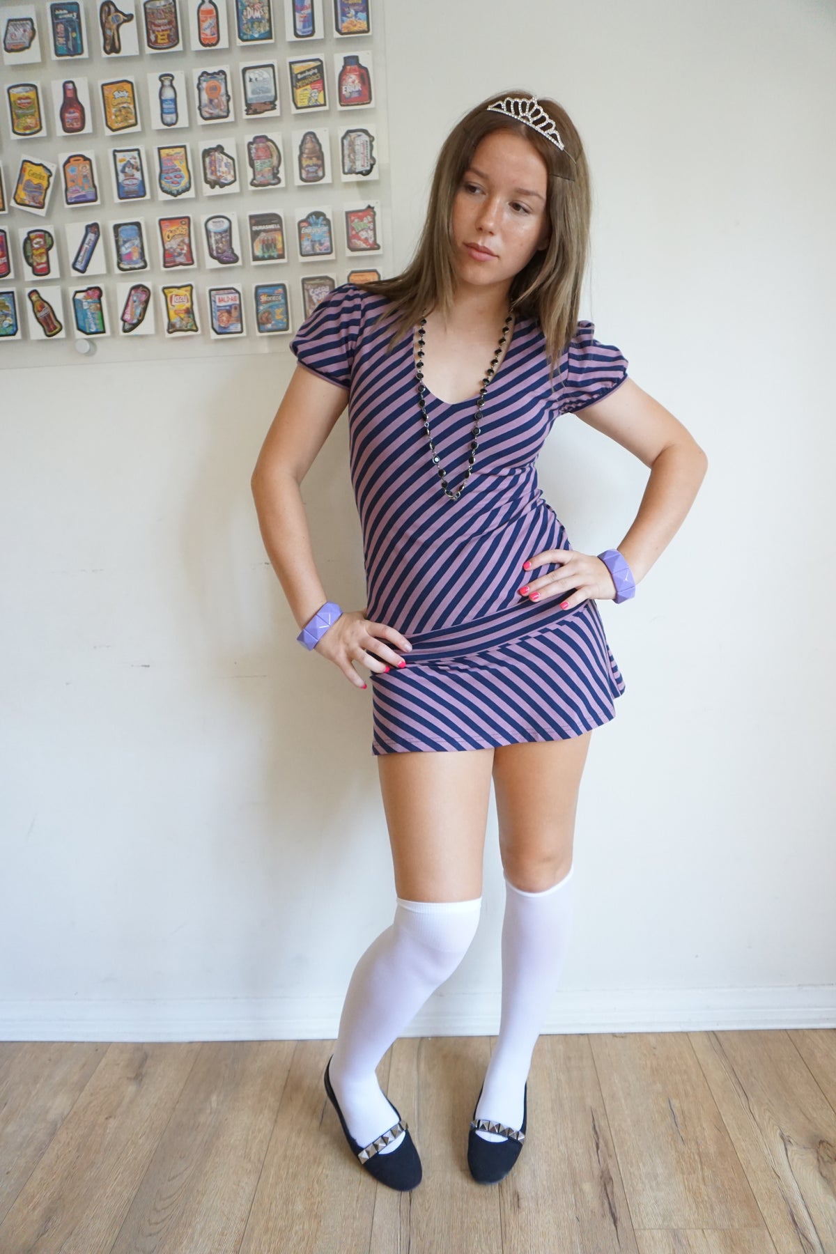 Lizzie Purple Stripe Mini Dress