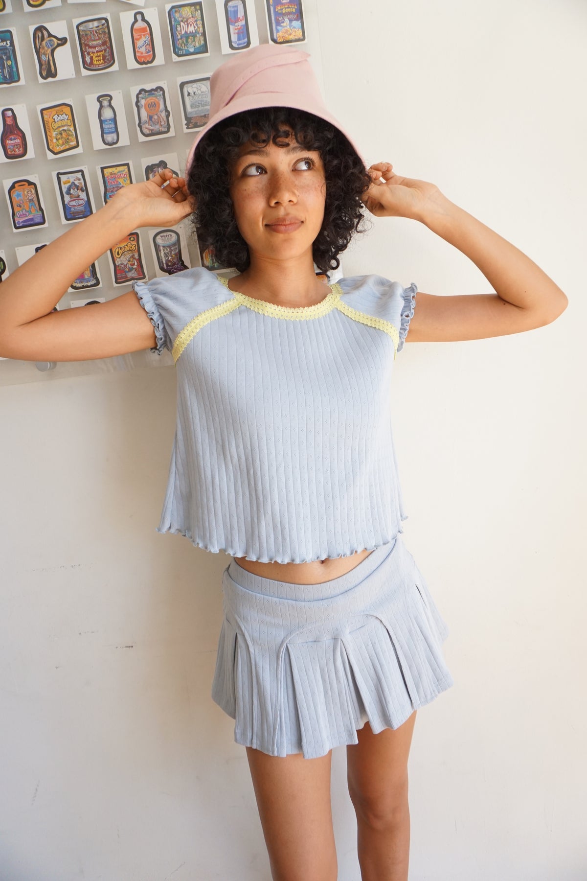 Billie Pointelle Top Blue