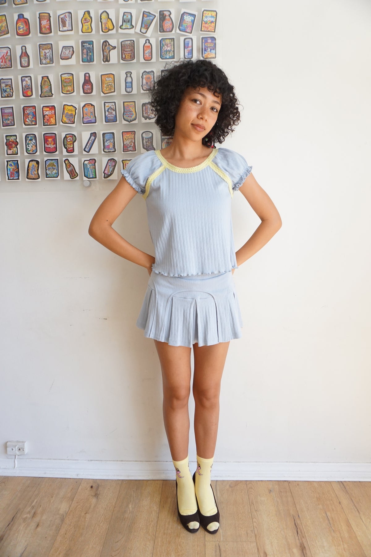 Billie Pointelle Top Blue