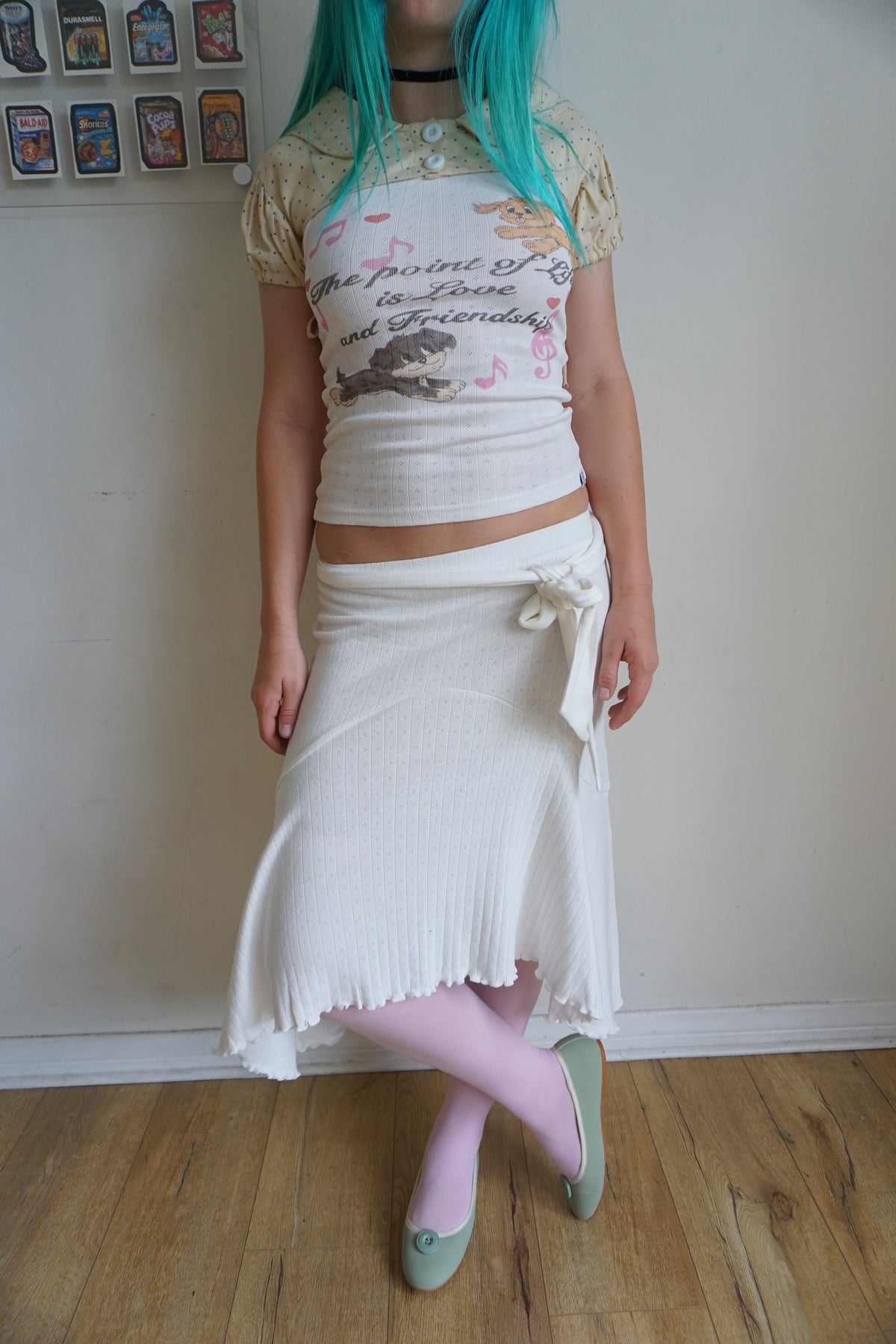 Whitney White Pointelle Midi Skirt