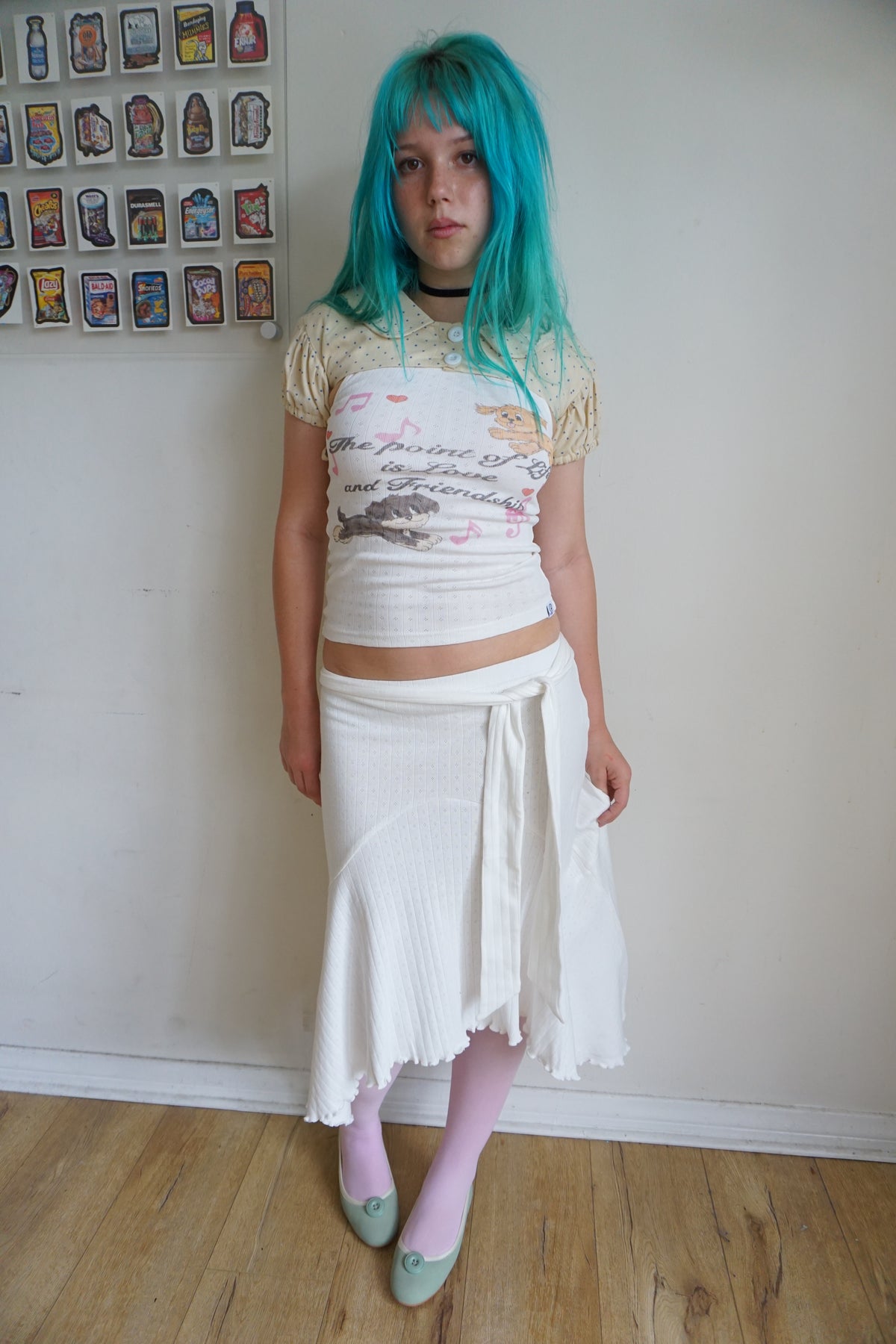 Whitney White Pointelle Midi Skirt