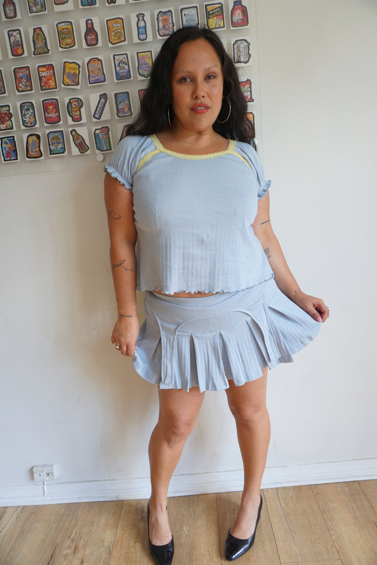 Billie Pointelle Top Blue