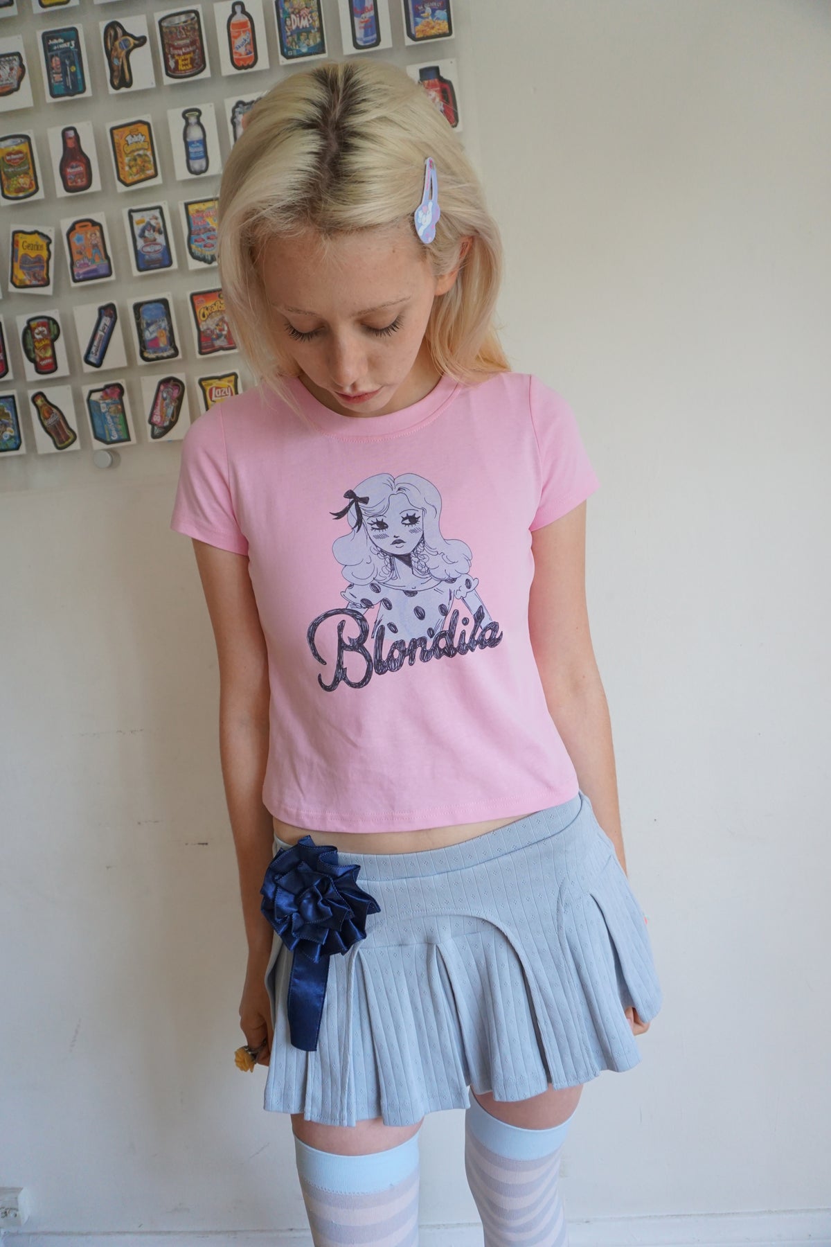 Billie Pointelle Garter Skort Blue
