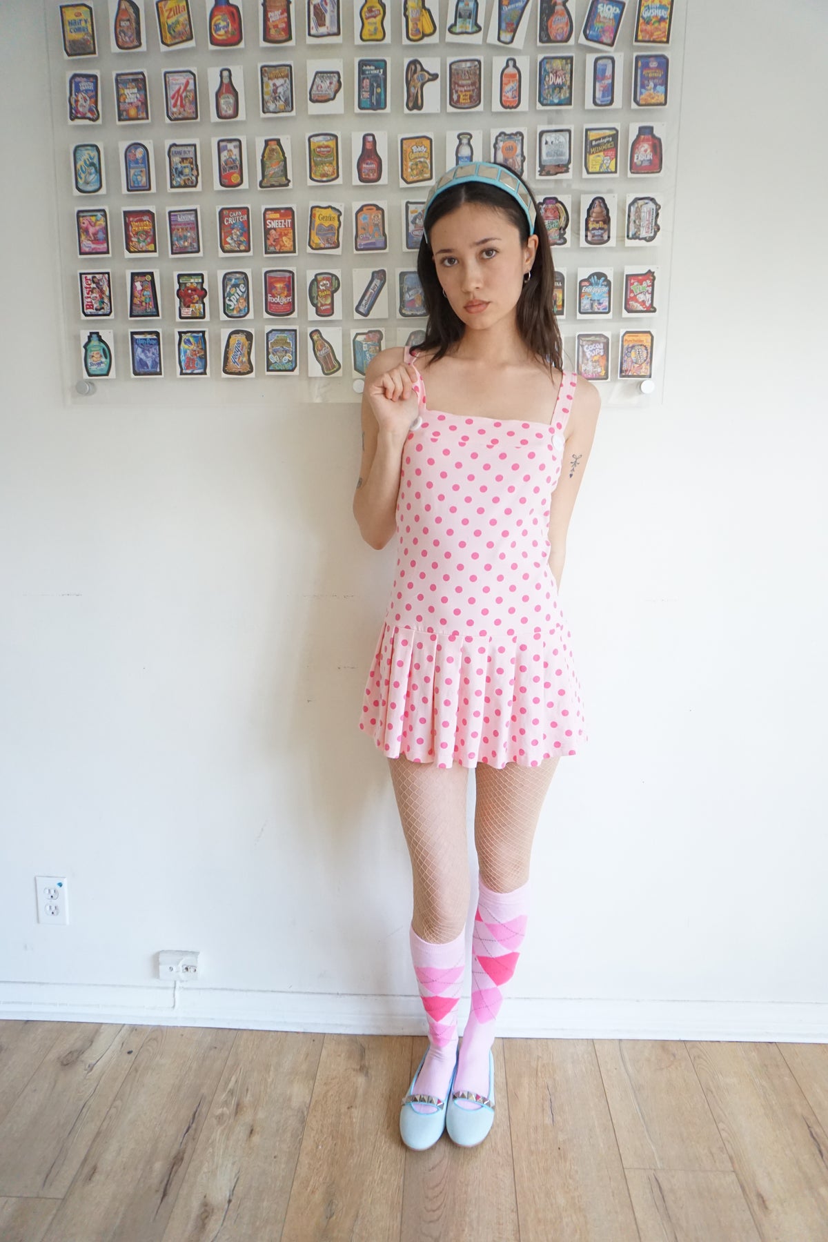 Macy Drop Waist Dress Pink Polkadot