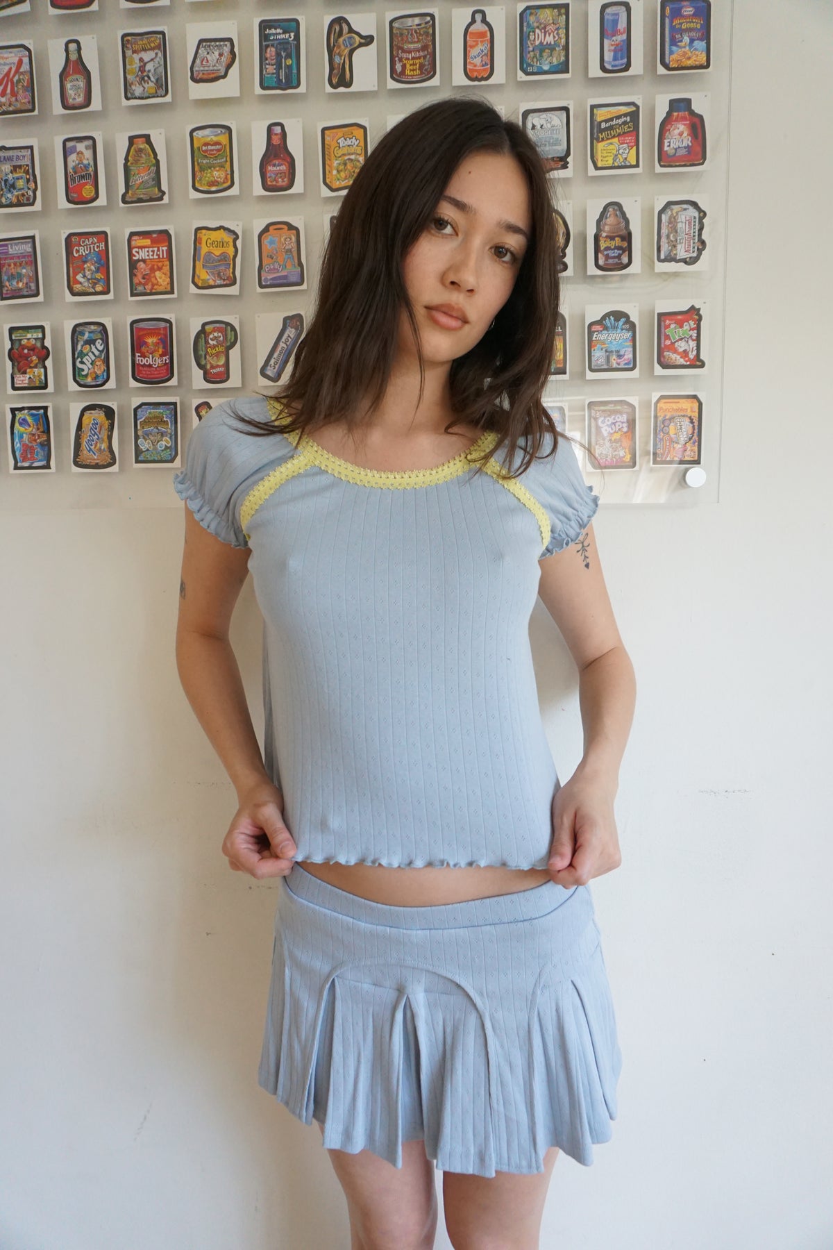 Billie Pointelle Top Blue