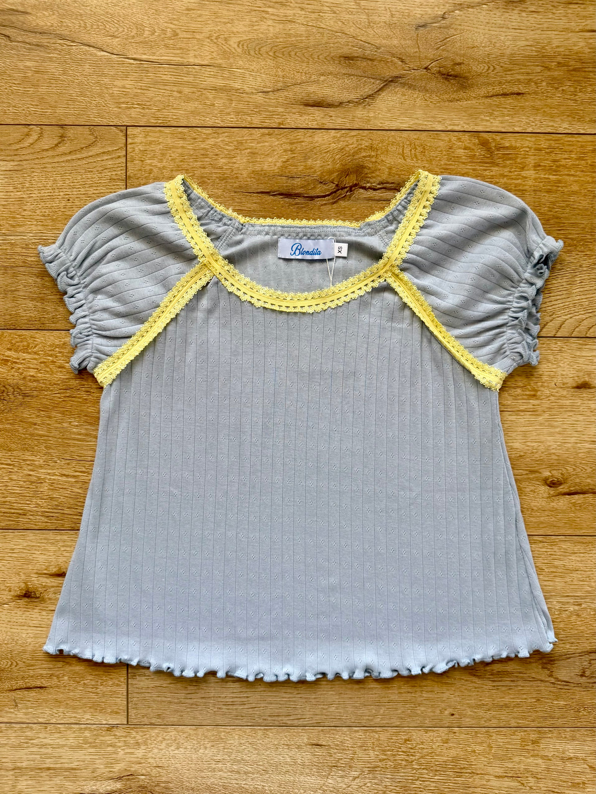 Billie Pointelle Top Blue