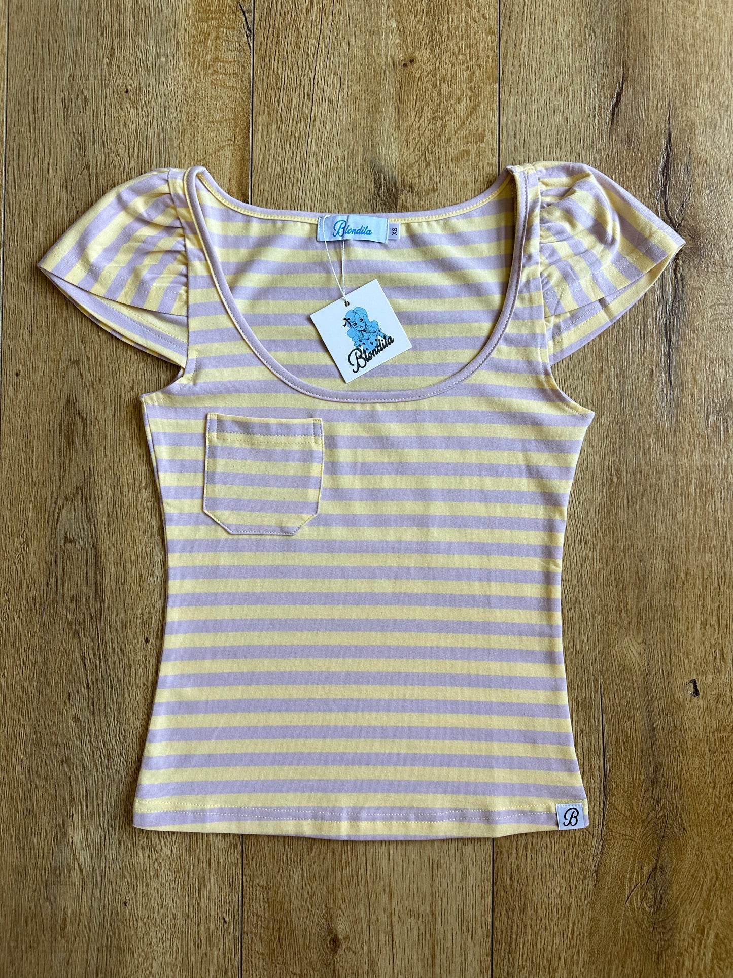 Lemon Lavender Stripe Short Sleeve Tee