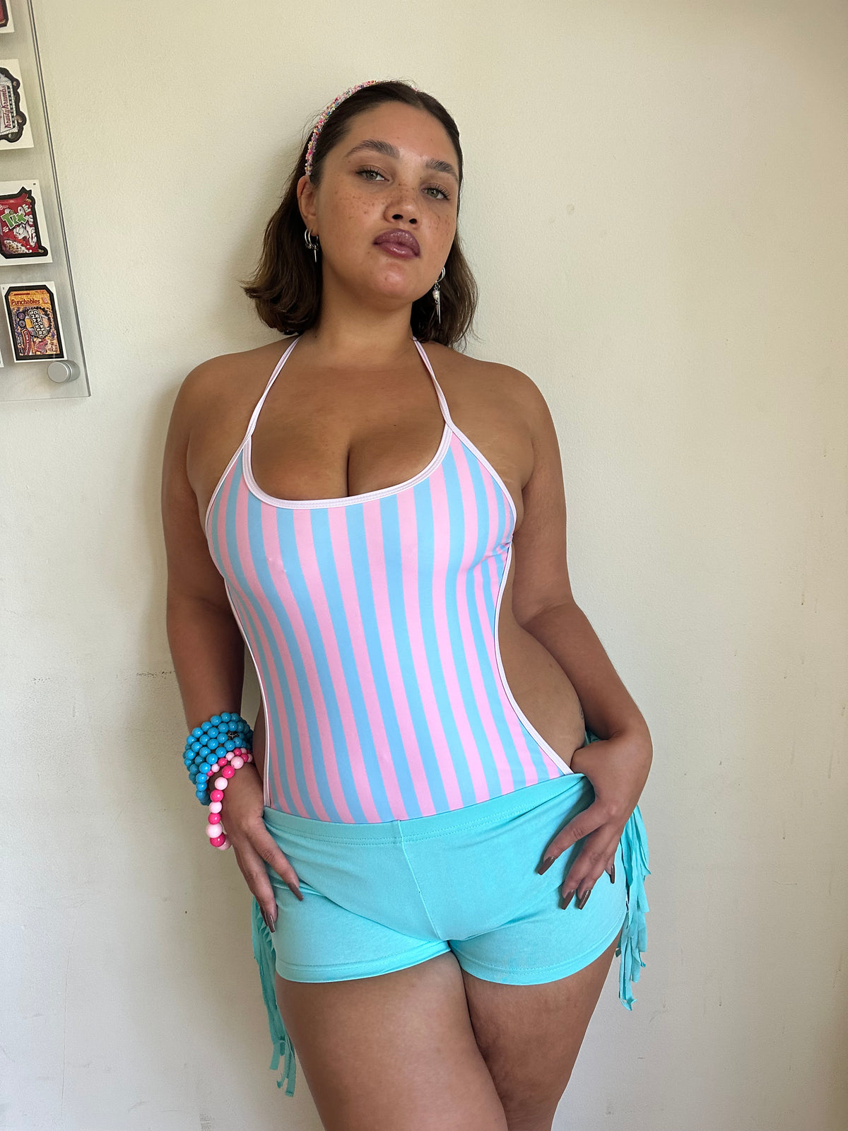 Fia Fringe Shorts Blue
