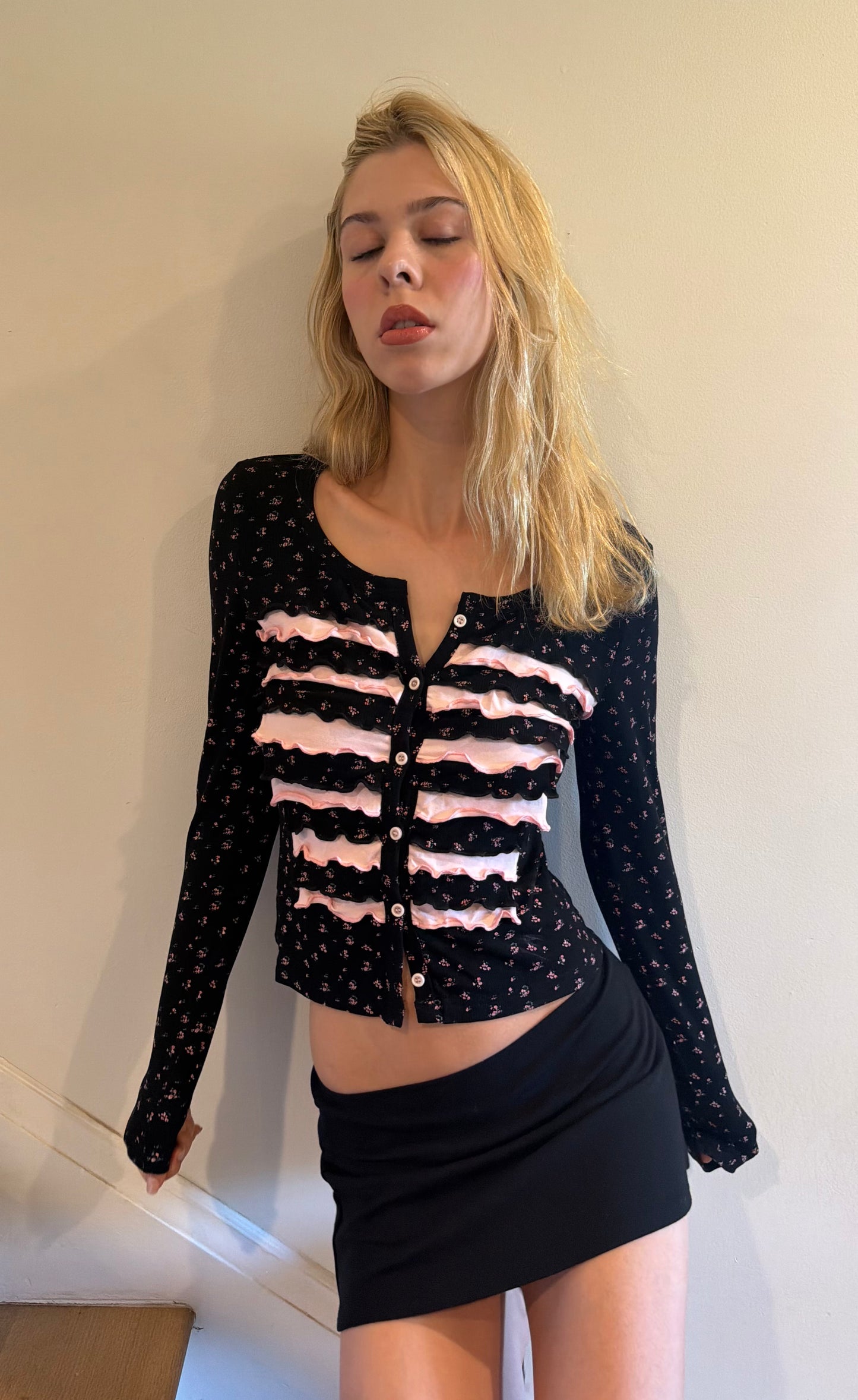 Britney Floral Ruffle Cardigan