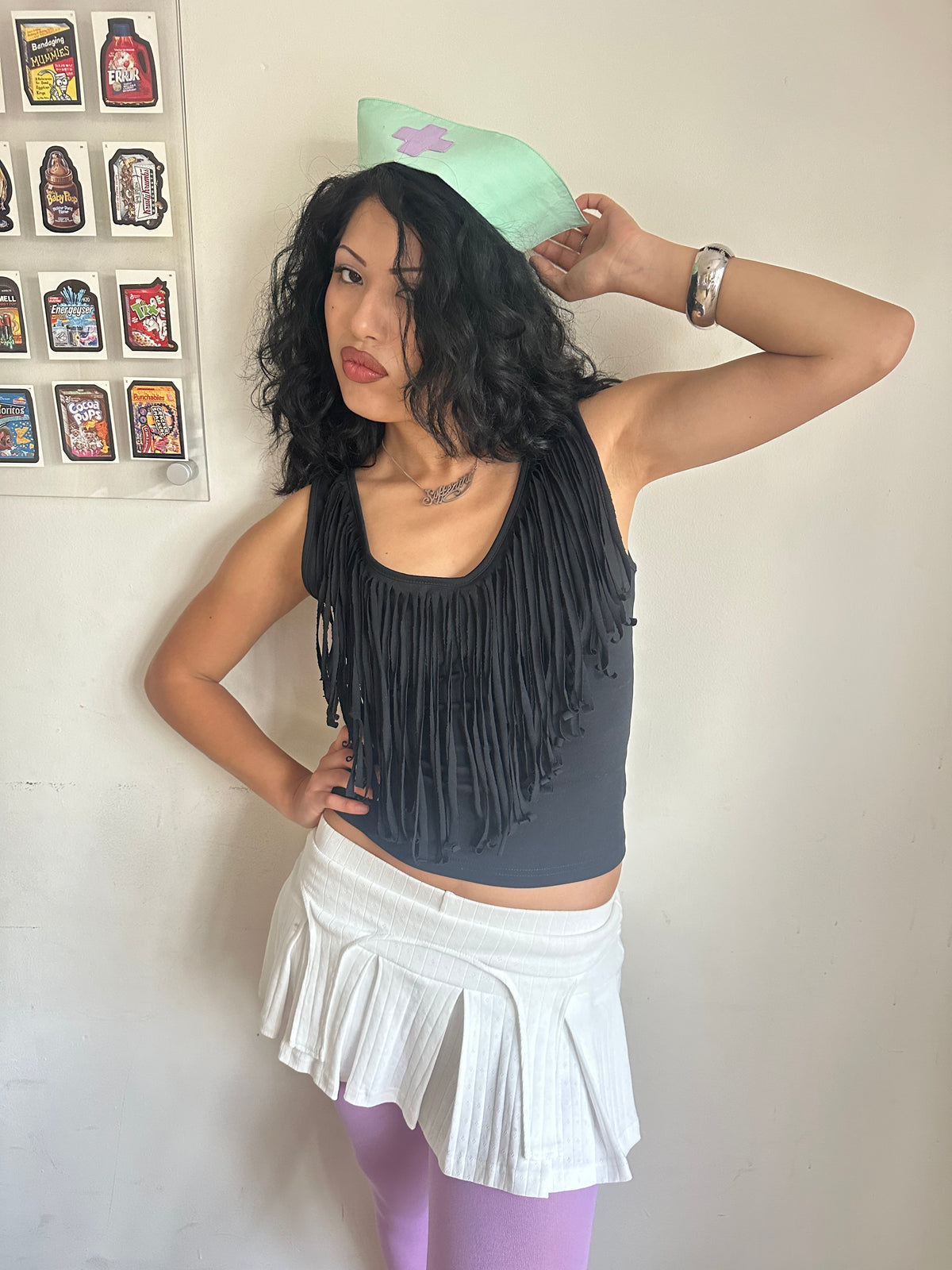 Whitney White Pointelle Garter Skort
