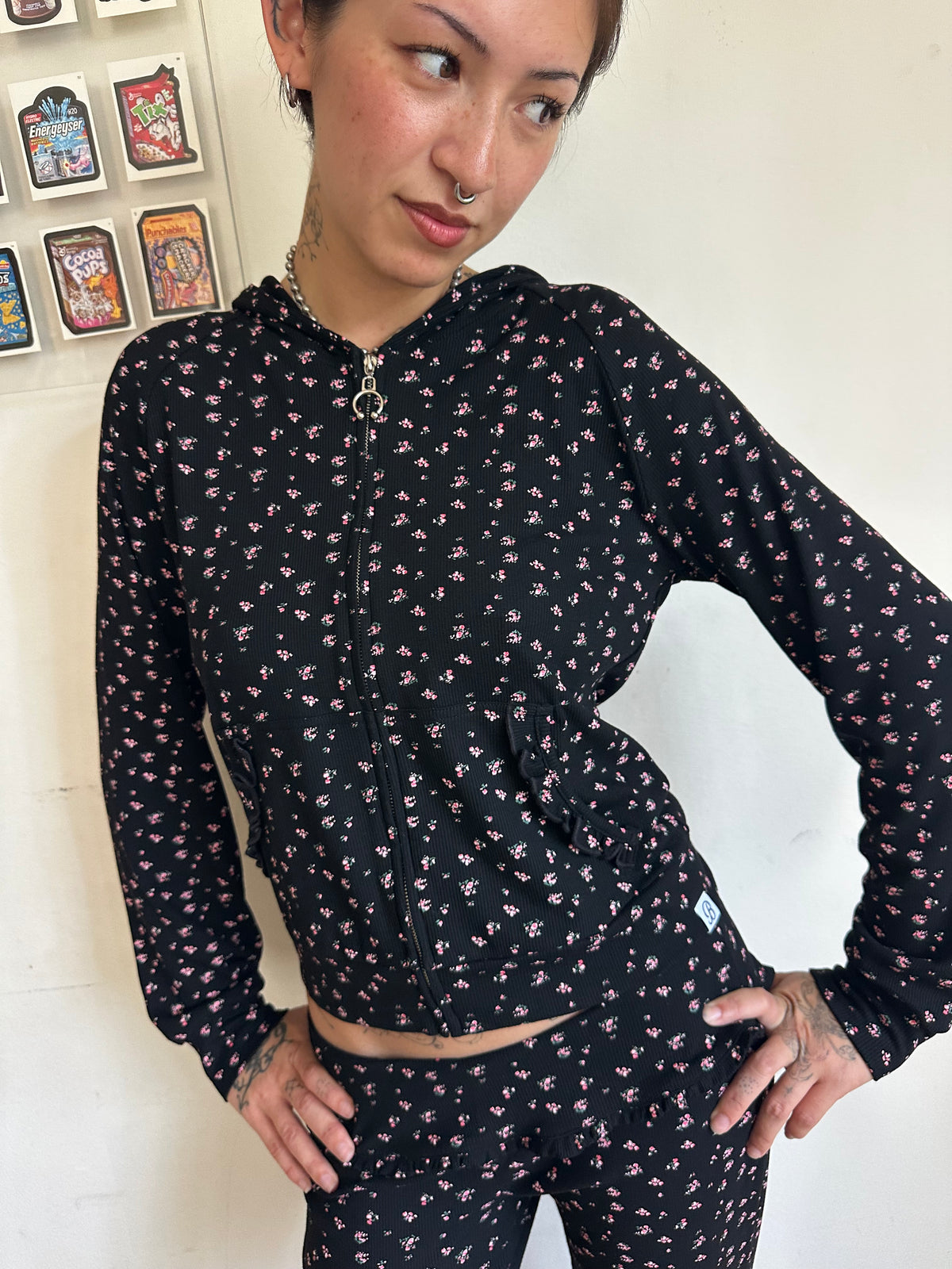 Petal Floral Zip Up and Yoga Pants Set