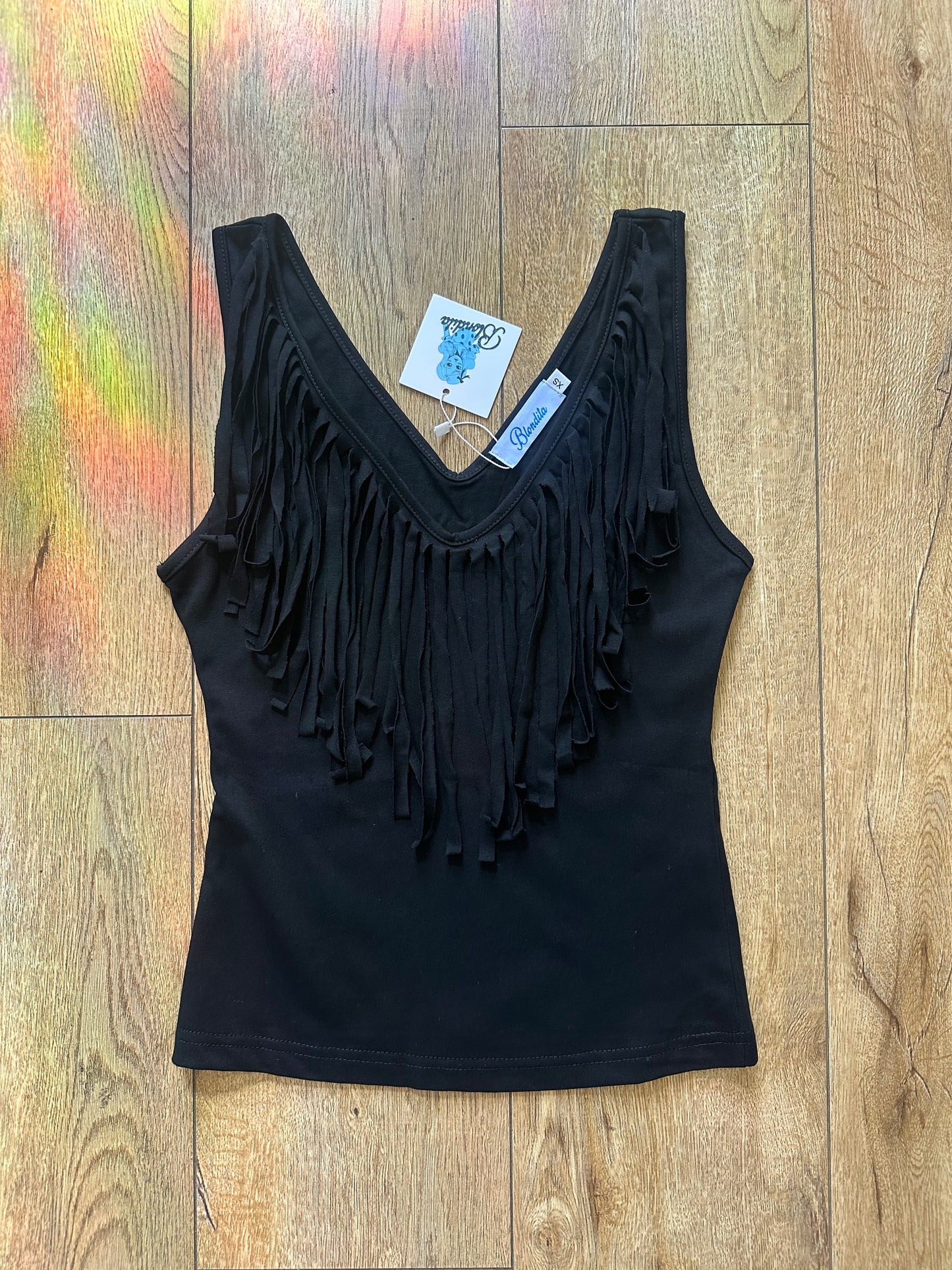 Fia Fringe Top Noir