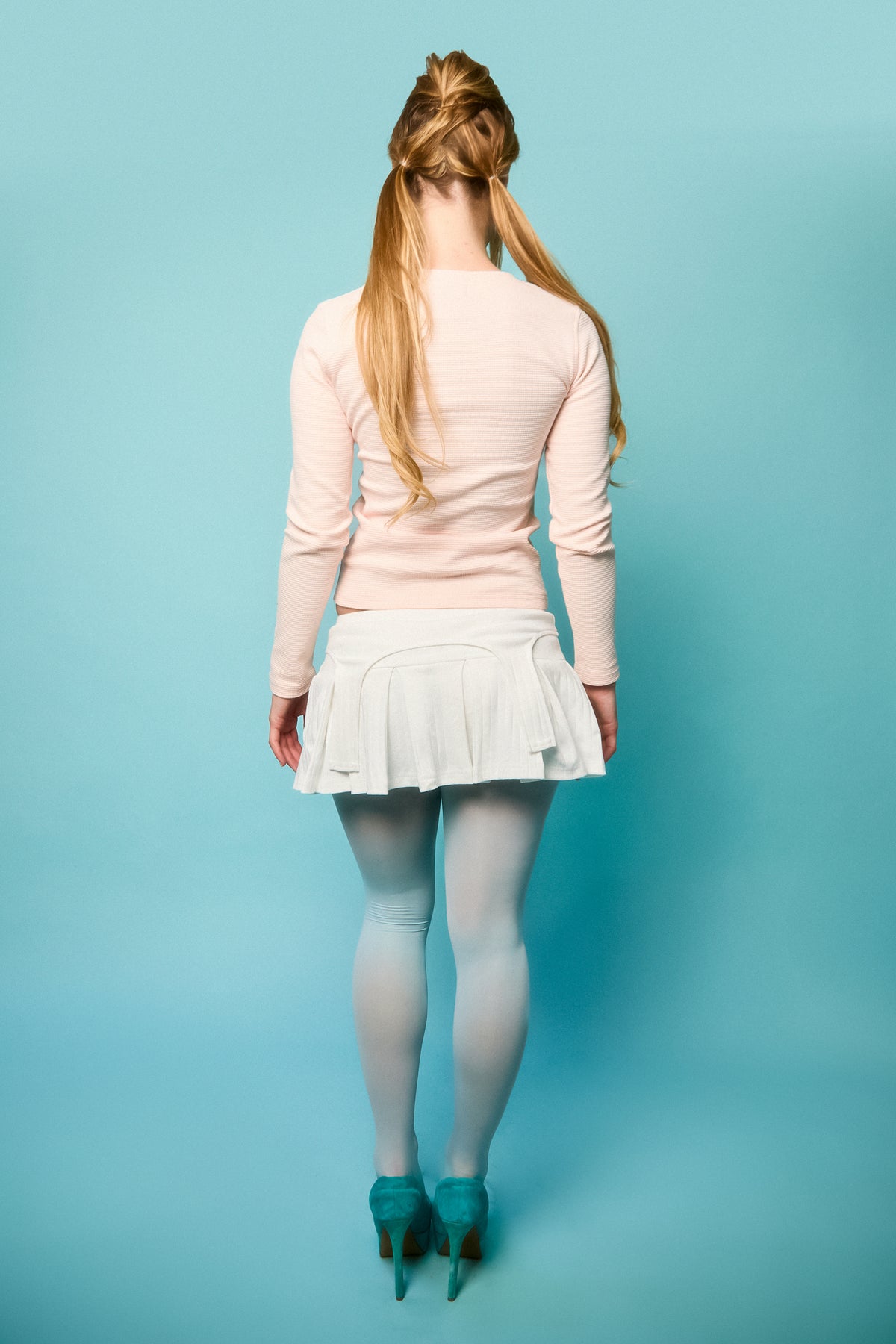 Whitney White Pointelle Garter Skort