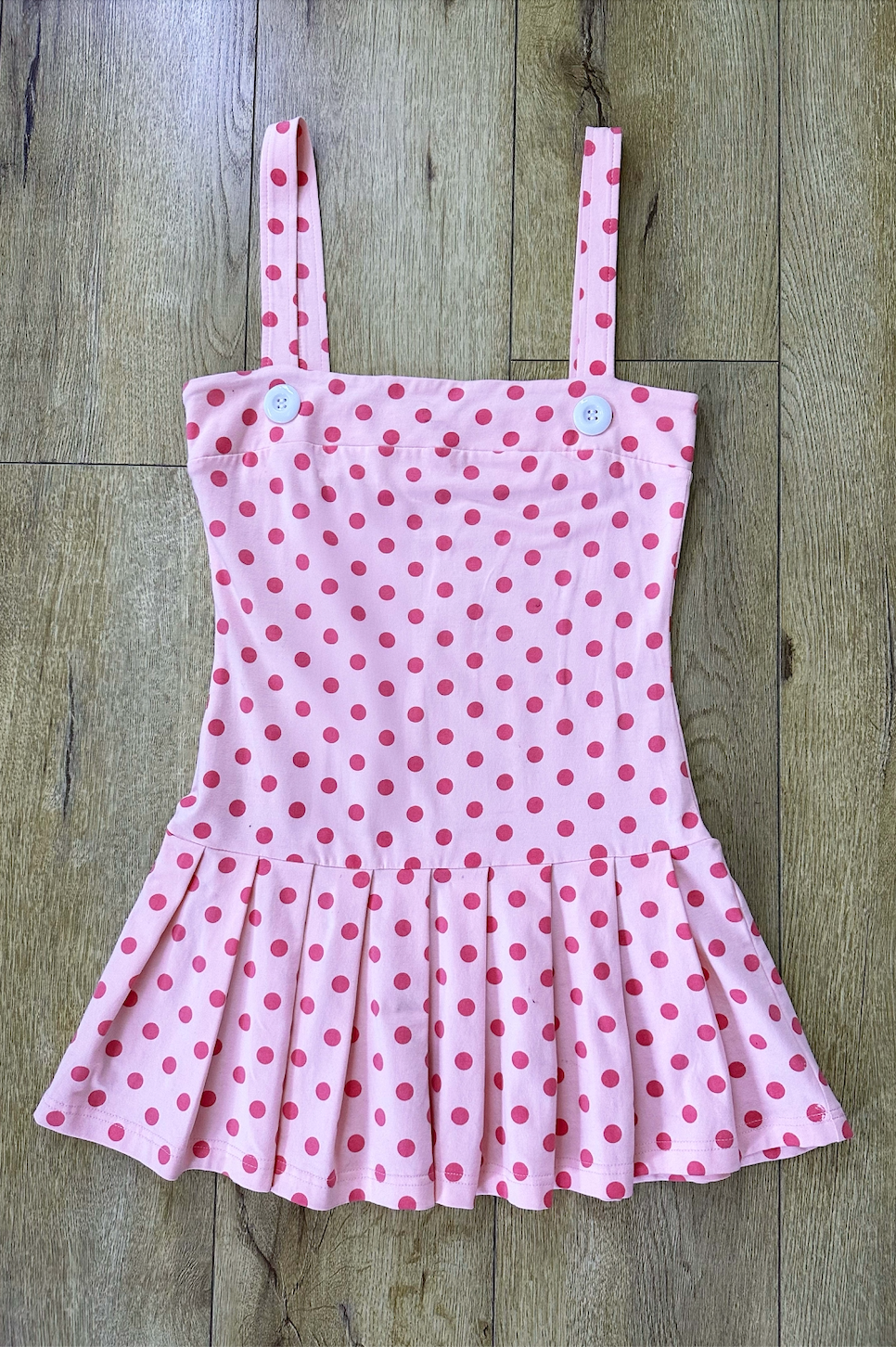 Macy Drop Waist Dress Pink Polkadot