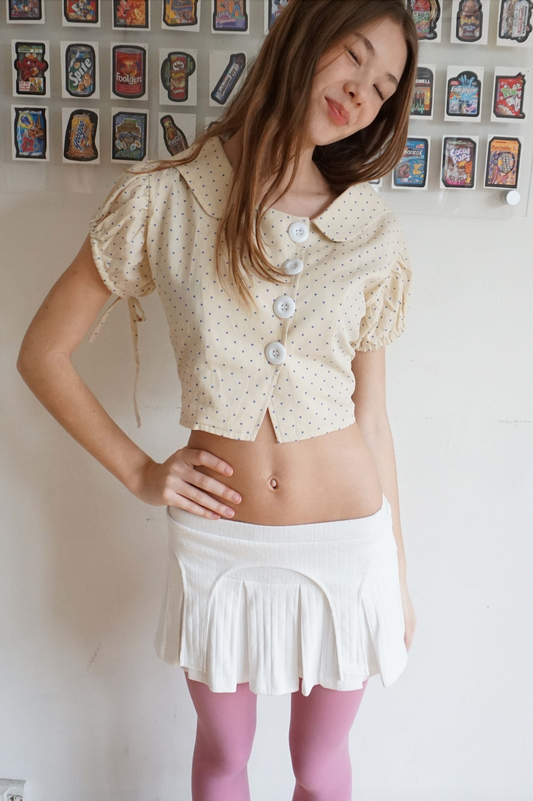 Whitney White Pointelle Garter Skort