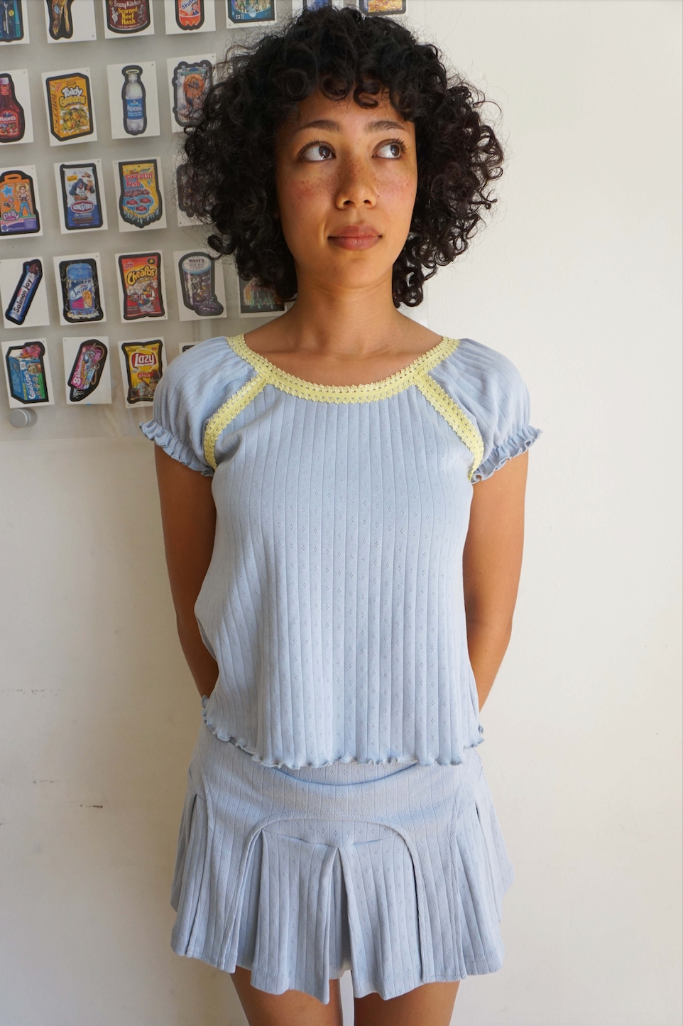 Billie Pointelle Top Blue