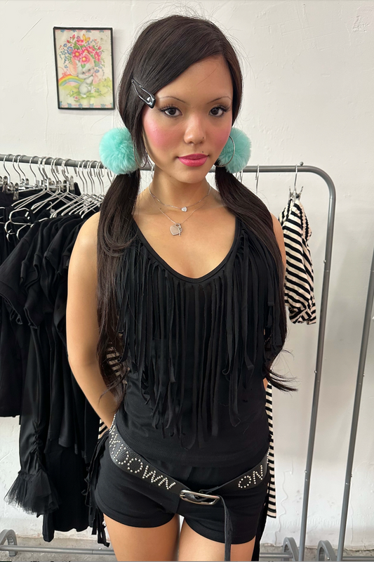 Fia Fringe Top Noir