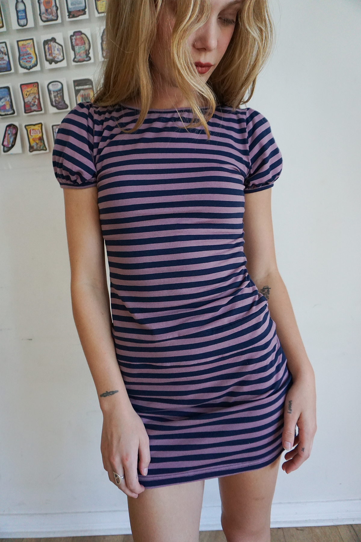 Purple Stripe Mini Dress