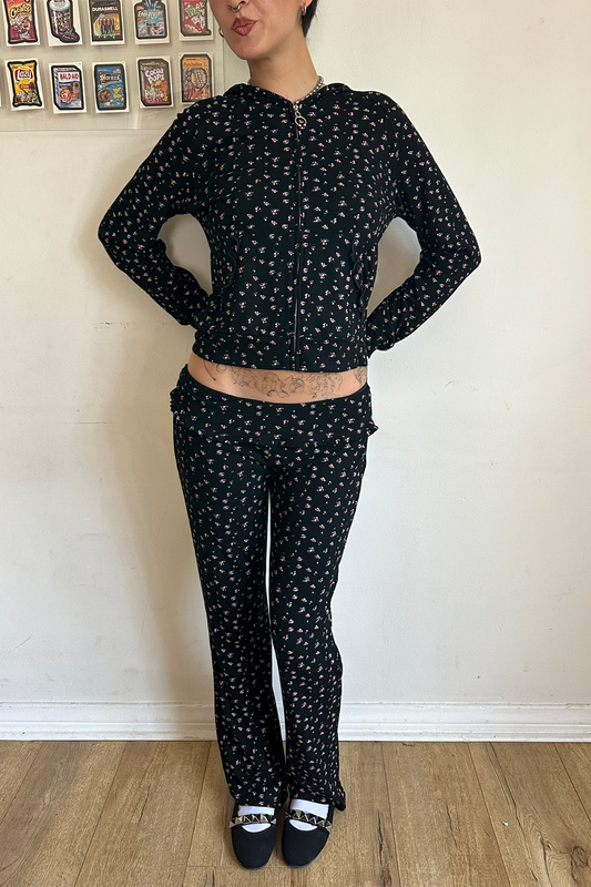 Petal Floral Zip Up and Yoga Pants Set