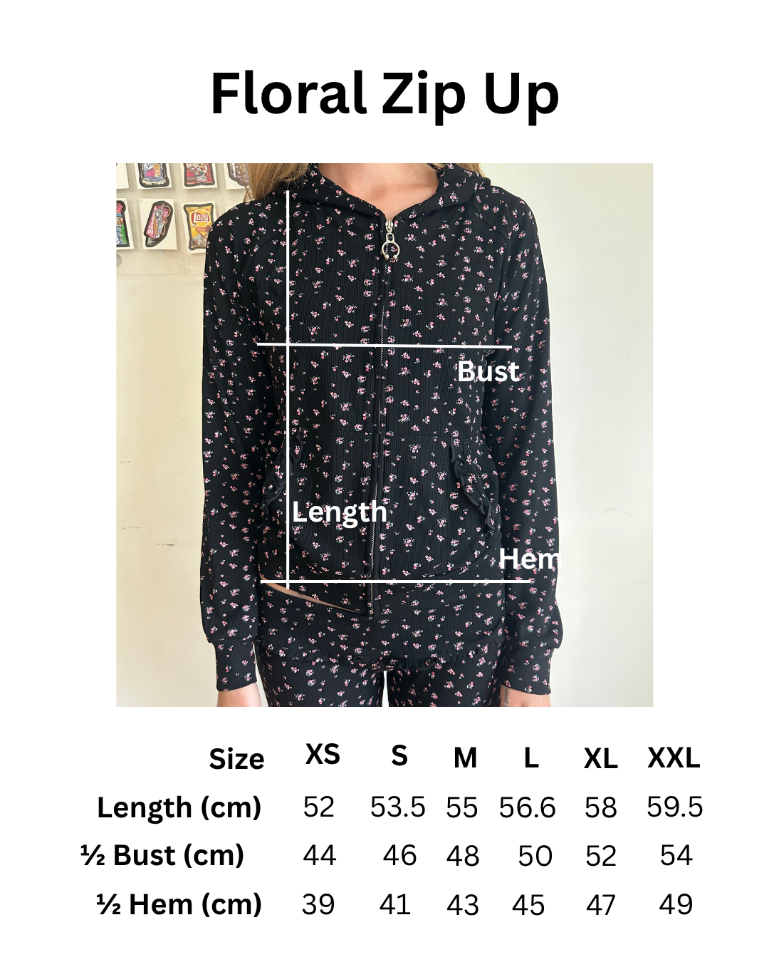 Petal Floral Zip Up Hoodie
